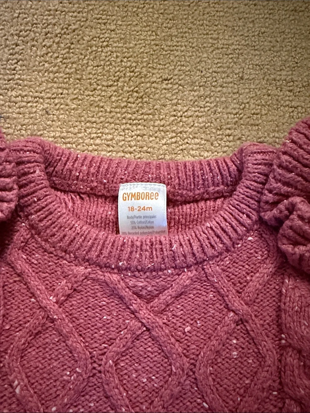 Gymboree Pink Cable-Knit Ruffle Shoulder Sweater
